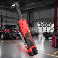 Extended 18V Electric Ratchet Cordless 90 Degree Right Angle Large Torque Lithium-Ion Auto Repair