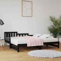 Pull-out Day Bed Black 2x(90x190) cm Solid Wood Pine