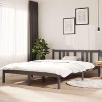 Bed Frame Grey Solid Wood 140x200 cm