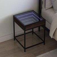 Berkfield Home Bedside Table with Infinity LED Brown Oak 40x40x51 cm | Size: 40 x 40 x 51 cm