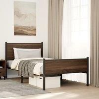 Berkfield Home Metal Bed Frame without Mattress Brown Oak 100x200 cm