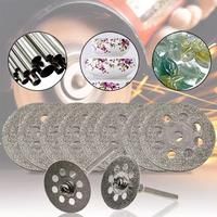 10PCS/20PCS 22mm 8-Hole Blades and 2 Rods Diamond Disc Rotary Cutting Discs Electric Grinding Small