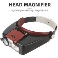 10X Headband Magnifier Glasses LED Lights Loupe Microscope For Repairing Watch Jewelry Reading New