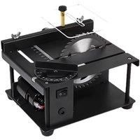 12V-24V DIY Table Saw Mini Desktop Saw Cutter Electric Cutting Machine with Saw Blade Grinding Wheel Adjustable-Speed