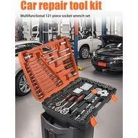 Car Repair Tools Multifunctional 121-Piece Socket Ratchet Wrench Set Portable Toolbox DIY Home Repair Tools with Storage Box
