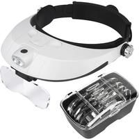 Headband Magnifier Multi-functional Illuminated Magnifying Glass 1X 1.5X 2X 2.5X 3.5X Head Loupe
