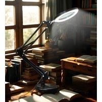 LED Magnifying Glass Lamp 8X with Clamp 3 Color Modes Adjustable Swivel Arm for Desk Lighted