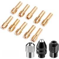10PC Electro Grinding Copper Collet Set 0.5-3.2mm Range 4-Petal Copper Collets with Locking Mother