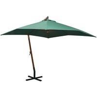 Hanging Parasol 300x300 cm Wooden Pole Green