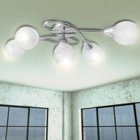 Berkfield Home Ceiling Lamp with Glass Shades for 5 E14 Bulbs in White