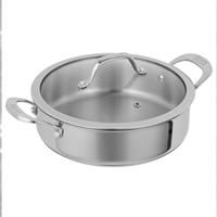Kuhn Rikon Allround Stainless Steel Induction Safe Shallow Casserole Pot Silver 24cm / 3L
