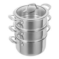 Kuhn Rikon Allround Stainless Steel Stackable 3-Tier 2.3L Casserole Steamer Set. 18cm Food Steamer with Vented Glass Lid. Induction and Oven Safe Cooking Steamer. Dishwasher Safe. Lifetime Guarantee