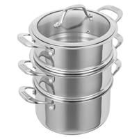 Kuhn Rikon Allround Stainless Steel Induction Safe Stackable 3-Tier Casserole Pot Steamer Set Silver 24.50cm H x 30cm L