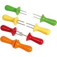 Zyliss Corn Cob Holders, 8X Holders/Skewers/Forks for Corn Cobs, Plastic/Stainless Steel, Multicoloured, Dishwasher Safe