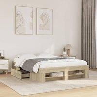 Berkfield Home Bed Frame without Mattress Sonoma Oak 120x190 cm Small Double Engineered Wood in Brown