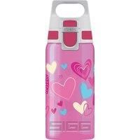 Sigg - Kids Water Bottle - Viva One Hearts - Suitable For Carbonated Beverages - Leakproof - Dishwasher Safe - BPA Free - Sports & Bike - Pink - 0.5L