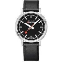 Mondaine Stop2Go Black Dial - Grape Leather