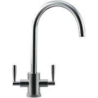 Franke Mono Mixer Kitchen Tap Olympus Dual Lever Silk Steel Finish Swivel Spout