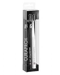 Curaprox Toothbrush CS Black is White Duo - Manual Toothbrush for Adults with 8760 CUREN bristles - Black and White, 2 pcs.