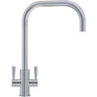 Franke Ascona U-Spout Silk Steel Twin Lever Modern Monobloc Kitchen Mixer Tap