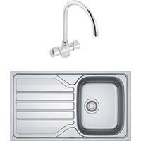 Franke 1 Bowl Stainless Steel Inset Sink & Mixer Tap 860mm x 500mm (388CF)