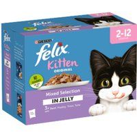 Felix Pouch Kitten Mixed Selection in Jelly 12 x 100g