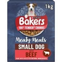 Bakers Meaty Meals Adult Small Dry Dog Food Beef 1kg