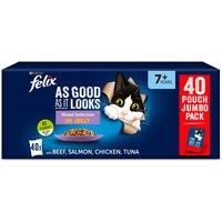 Felix As Good As It Looks Mixed Variety Senior Cat Food, 100 g, 40 Pouches