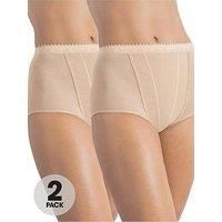 Sloggi Women/'s Maxi 2 Pack Control Knickers, Skin, 22 UK
