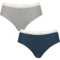 Sloggi Women/'s GO Ribbed Hipster C2P Underwear, Blue-Light Combination, XL (Pack of 2)