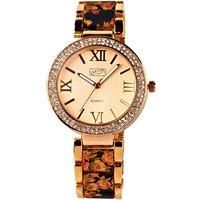 Ladies Floral Print Analogue Quartz Watch - Silver