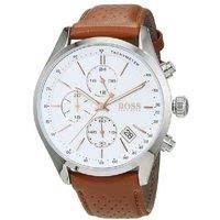 Hugo BOSS Men's Quartz Brown Leather Watch - Water-Resistant, Stainless Steel Case, Classic Style