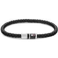 Tommy Hilfiger 2790293 Men's Braided Black Leather Bracelet