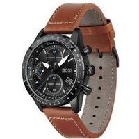 Boss Boss Pilot Edition Chrono Black Dial Brown Leather Strap Gents Watch