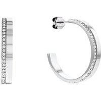 Calvin Klein Women/'s MINIMAL LINEAR Collection Circle Earrings Embellished with Crystals - 35000163