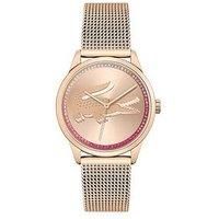 Lacoste Analogue Quartz Watch for Women with Carnation Gold Coloured Stainless Steel Mesh Bracelet - 2001261