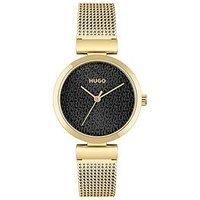 HUGO Analogue Quartz Watch for Women with Gold Colored Stainless Steel mesh Bracelet - 1540129