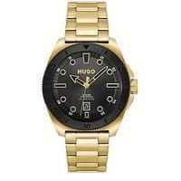 Gents HUGO #VISIT Gold IP Bracelet Watch