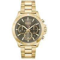 Gents BOSS Troper Light Yellow Gold IP Bracelet Watch