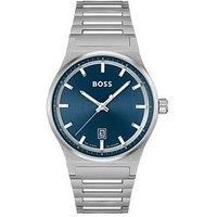 Boss Gents Boss Candor Stainless Steel Bracelet Watch With Blue Dial