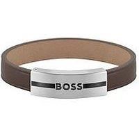 Boss Gents Boss Luke Brown Leather Strap Bracelet