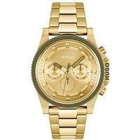 HUGO Analogue Multifunction Quartz Watch for Men #Brave Collection with Gold Colored Stainless Steel Bracelet - 1530349