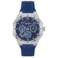 HUGO Analogue Multifunction Quartz Watch for Men #GRAIL SKELETON Collection with Blue Silicone Bracelet - 1530375
