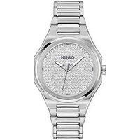 HUGO Three Hand Quartz Movement Watch for Women #Grail for HER Collection with Silver Stainless Steel Bracelet - 1540174