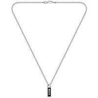 BOSS Jewelry Men/'s KASSY EMBLEM Collection Chain Necklace in Stainless Steel with a Black Enamel Pendant - 1580677