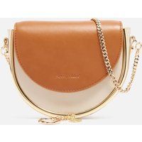 See by Chloé L110404 Womens Cement Beige Mara Leather Saddle Bag 7x6x2.75 in