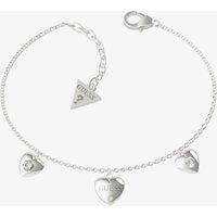 Guess Is For Lovers Silver Tone Hearts Chain Bracelet UBB70037-L