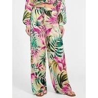 GUESS Women/'s Eco INES Wide Leg Jogger, Tropical Escape Print, S