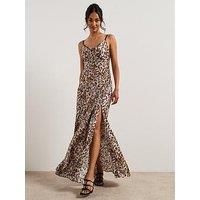 Guess Adle Lace Neckline Long Dress - Brown