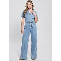 Guess Parker Short Sleeve Denim Jumpsuit - Blue